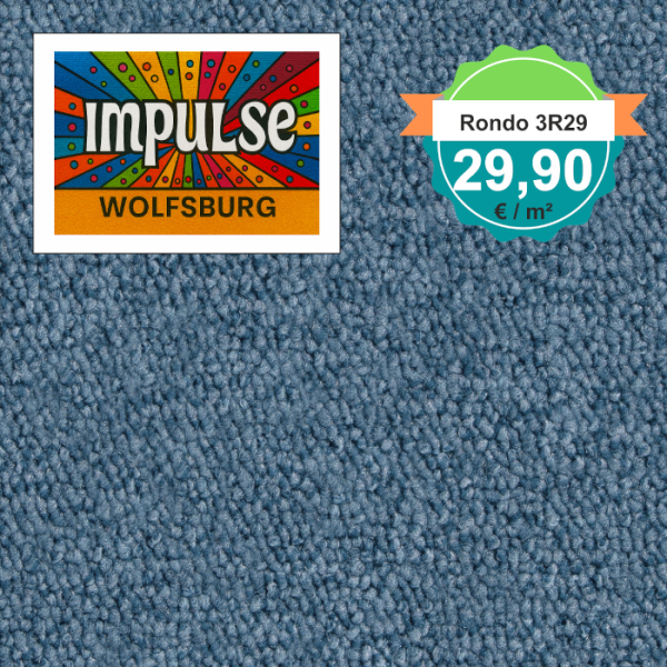 Vorwerk Teppichboden in Draufsicht – helles Blau mit gleichmäßiger Schlingenstruktur, frische Optik und hochwertige Qualität